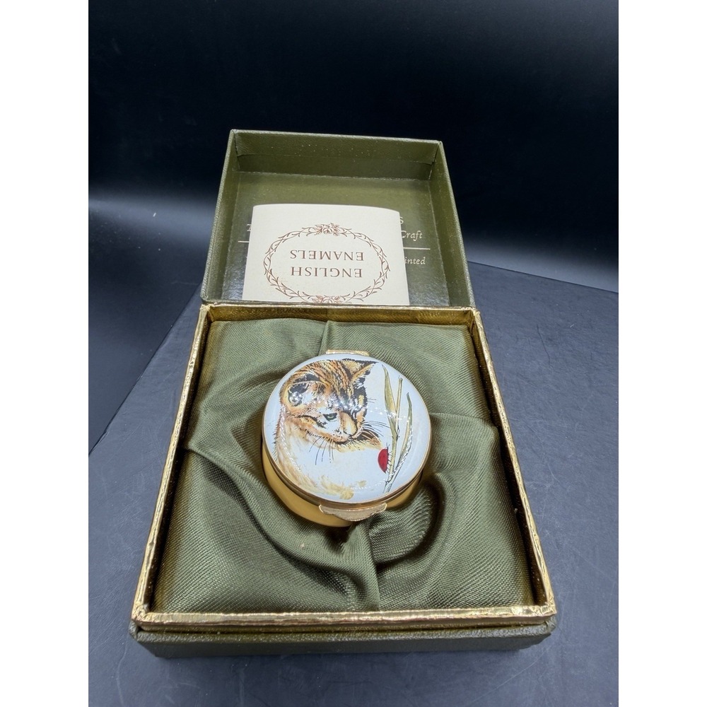 🐱🐞 English Enamels Crummles Kitten & Ladybug Trinket Box–Adorable Collectible!